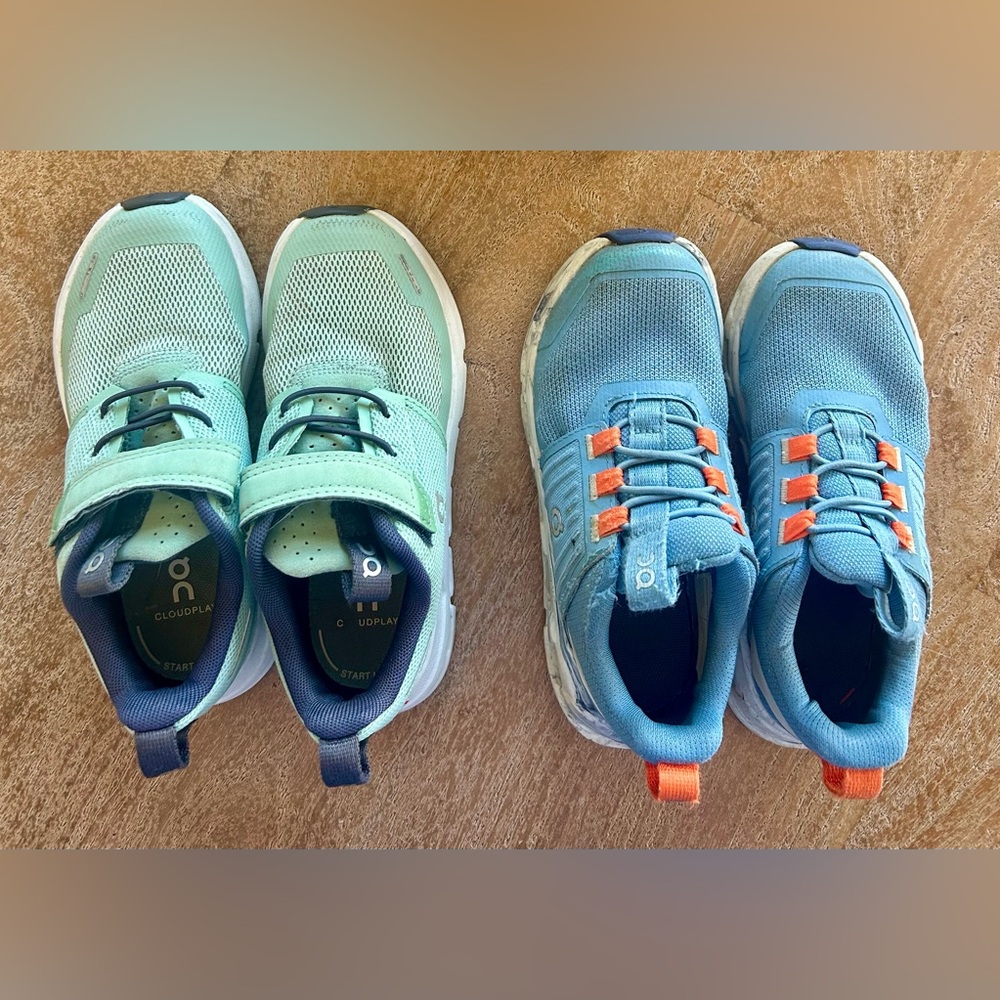 On Running Kids' Aqua and Blue Sneakers (2 pairs)- Boys Size 11